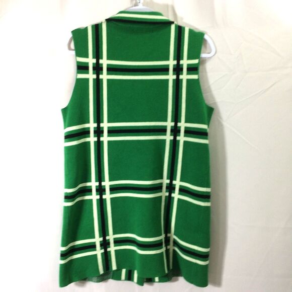 Vintage Cherie Collette Green Plaid Vest Button Front Pockets Longline Y2K Med - Picture 2 of 4